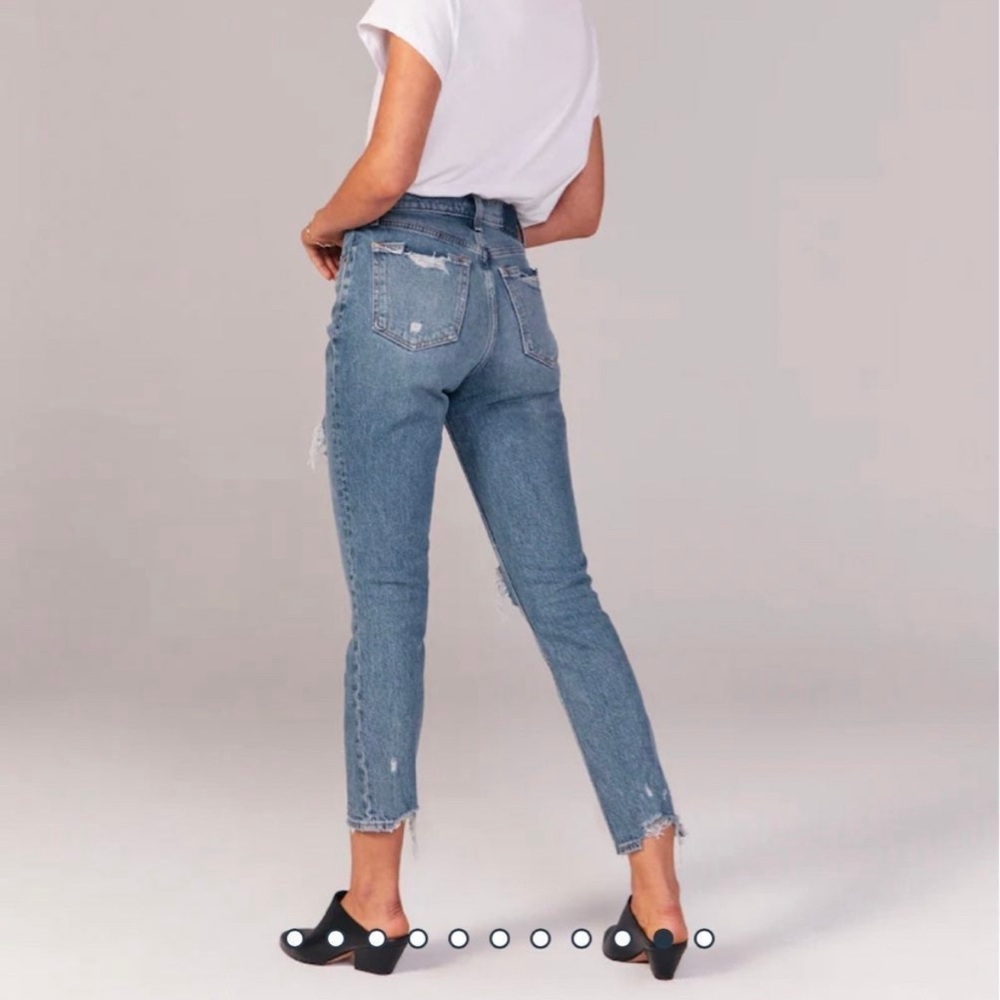 A&F Ripped High Rise Mom Jeans - Picture 2 of 5